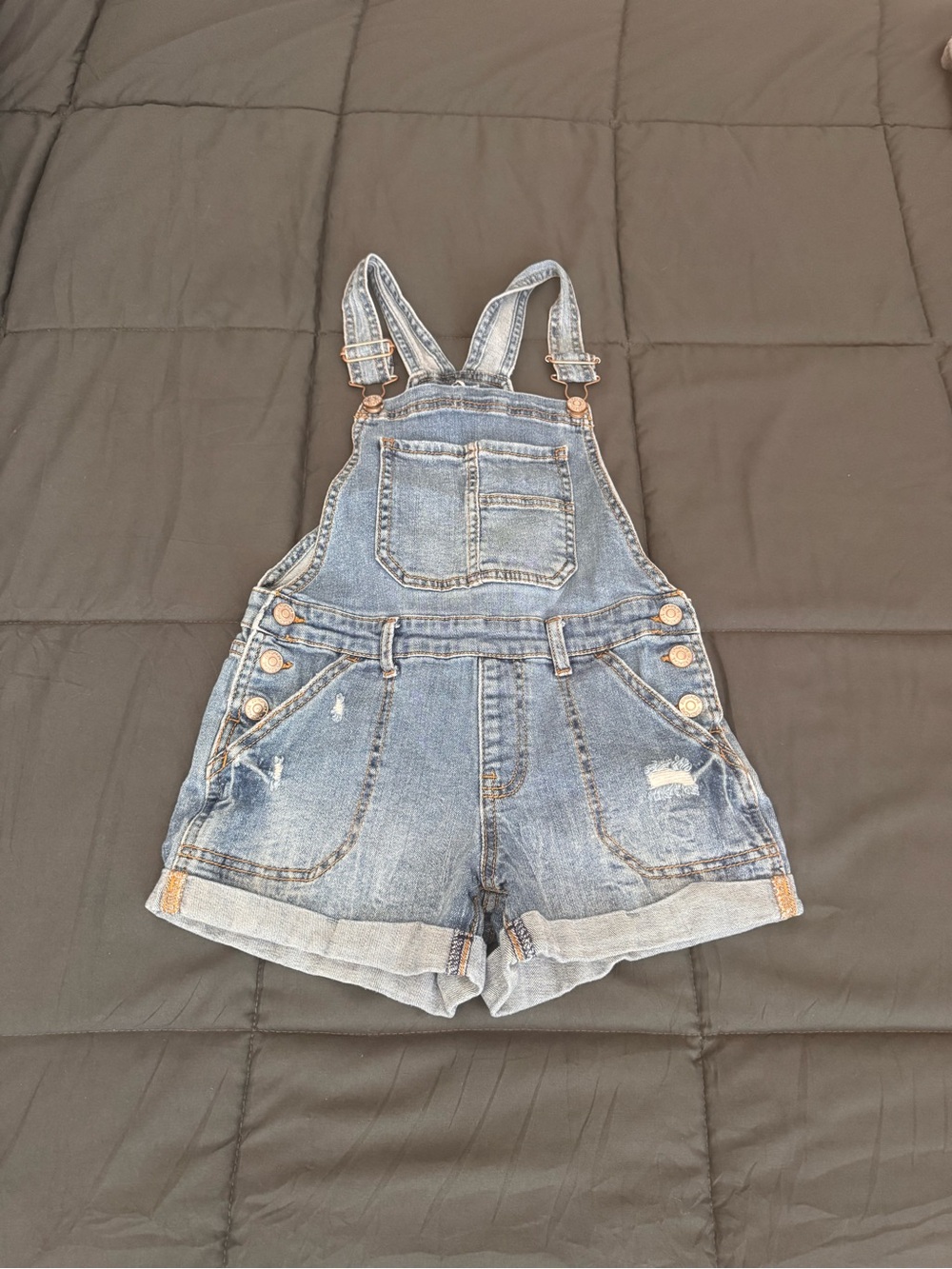 Jordache Denim Blue Distressed Short Overalls